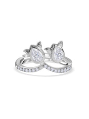 Twinkling Rose American Diamond Silver Adjustable Ring