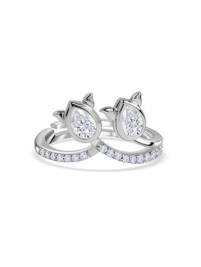 American Diamond Solitaire Silver Ring in 925 Sterling Silver - BIS Hallmarked