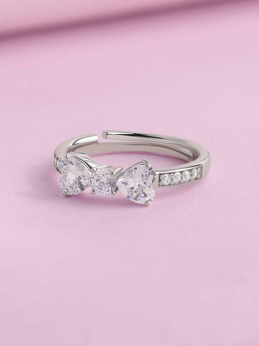 Trinity Glow American Diamond Silver Adjustable Ring