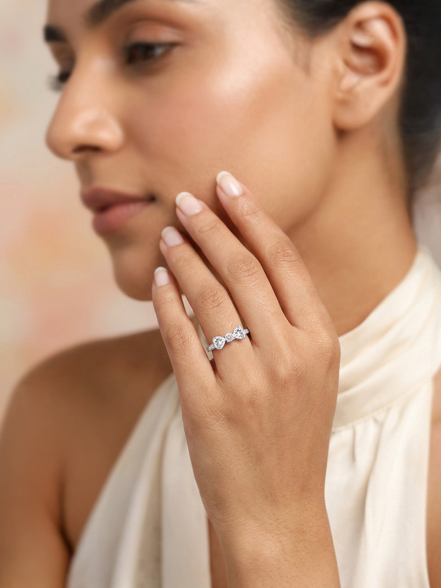 Trinity Glow American Diamond Silver Adjustable Ring