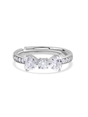 Trinity Glow American Diamond Silver Adjustable Ring