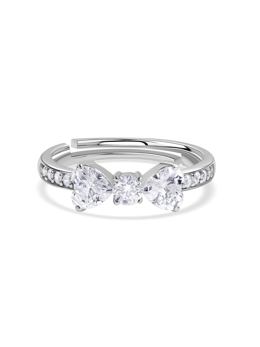 Trinity Glow American Diamond Silver Adjustable Ring