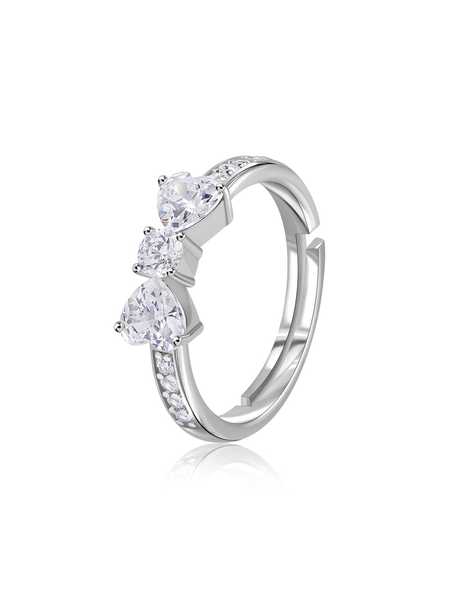 Trinity Glow American Diamond Silver Adjustable Ring