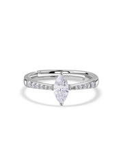 American Diamond Marquise Cut Adjustable Silver Ring
