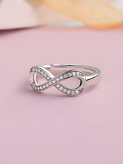 Infinity Spark American Diamond Silver Adjustable Ring