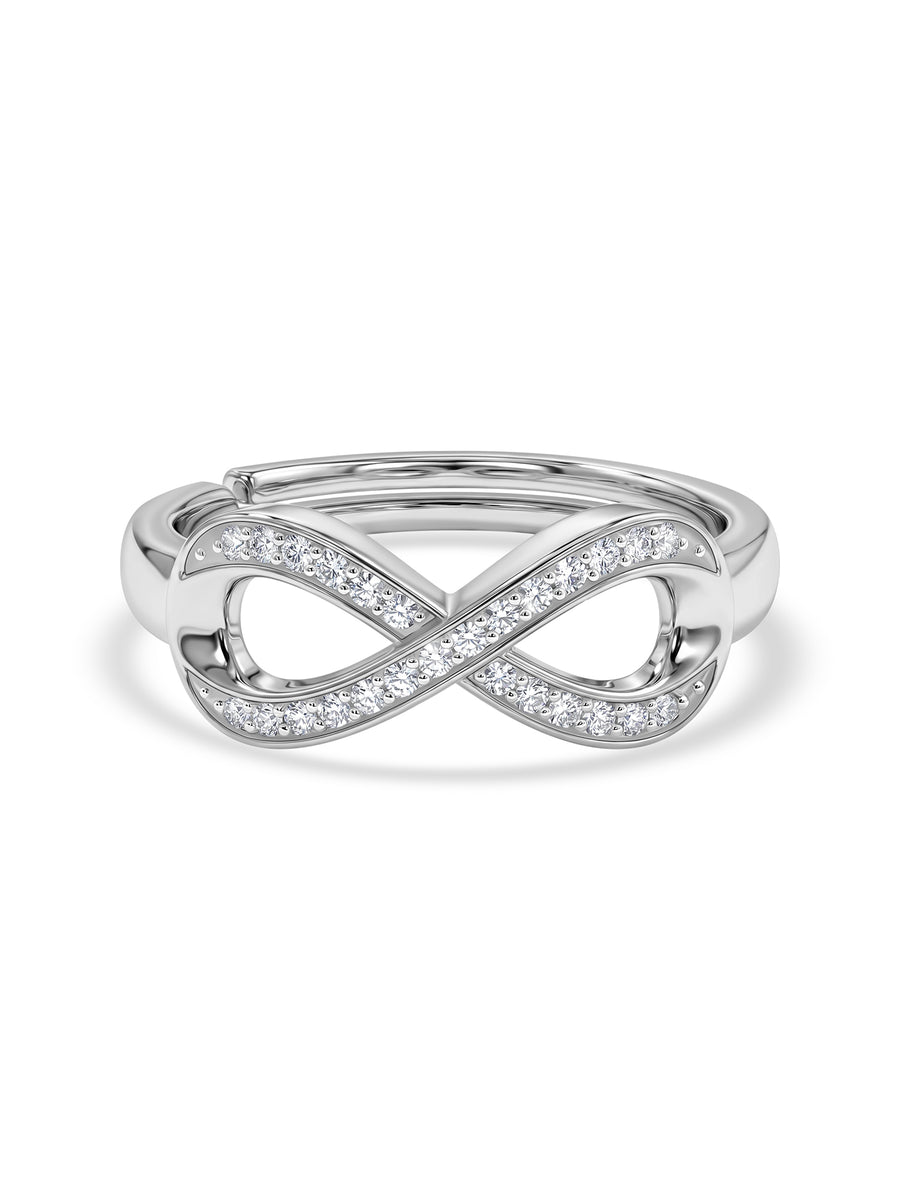 Infinity Spark American Diamond Silver Adjustable Ring