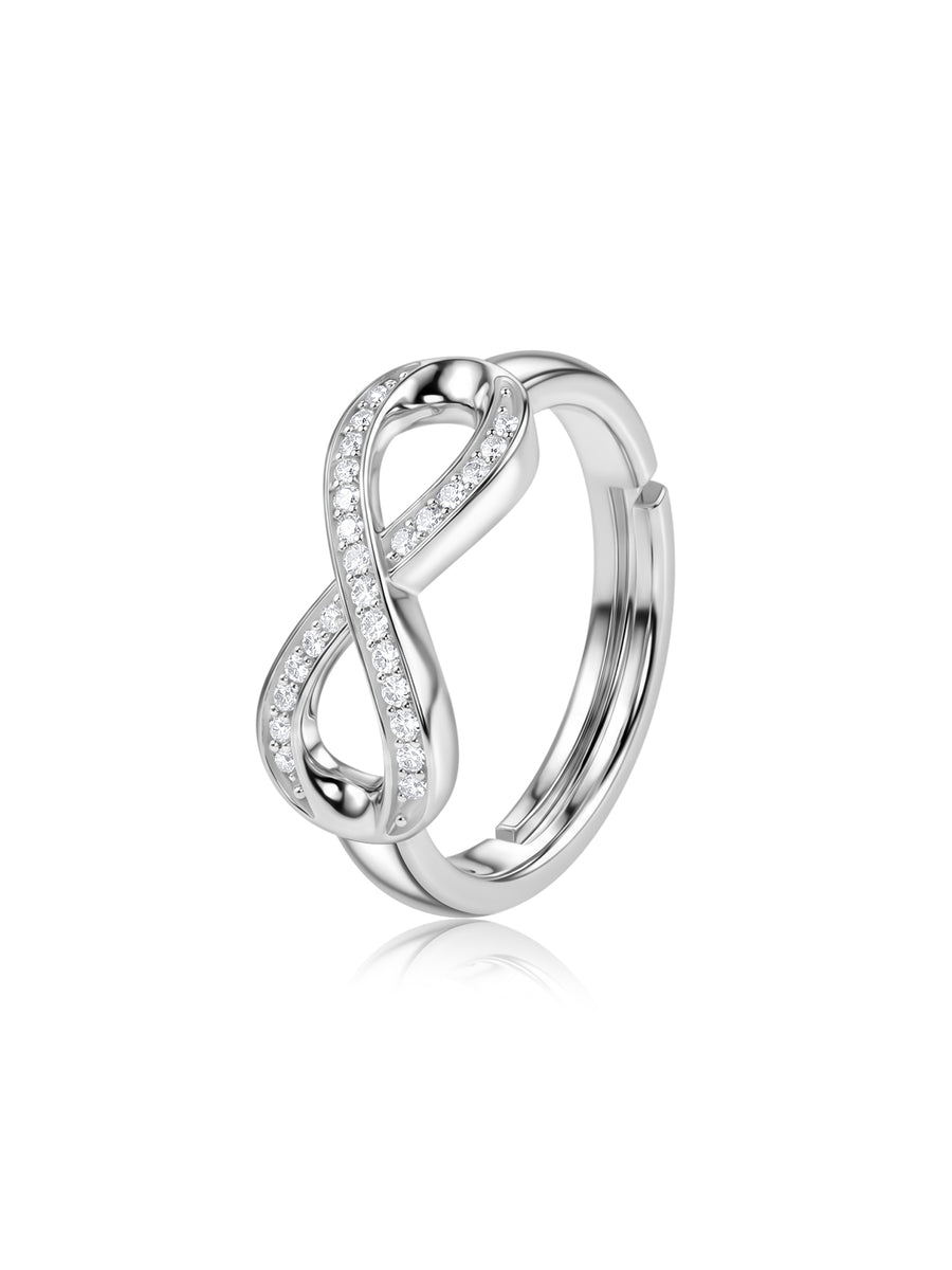 Infinity Spark American Diamond Silver Adjustable Ring