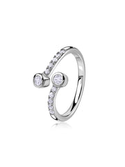 American Diamond Open Style Adjustable Silver Ring