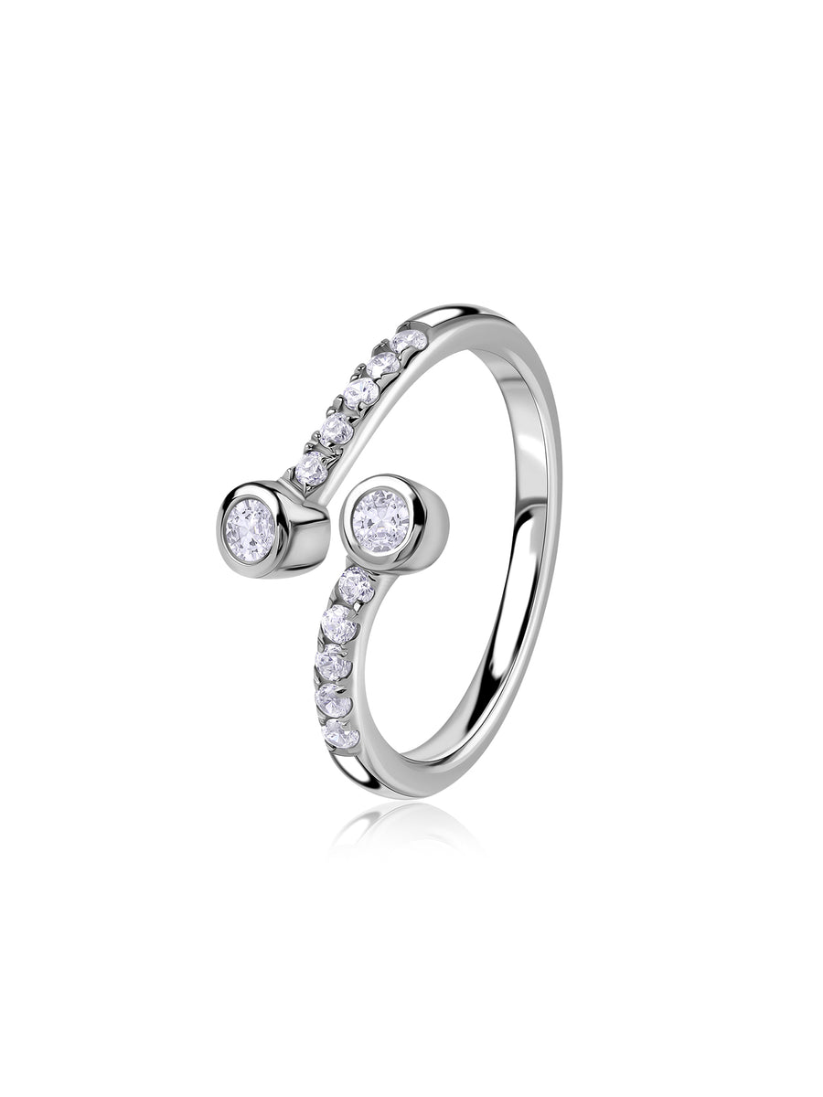 American Diamond Open Style Adjustable Silver Ring
