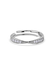 American Diamond Line Classic Band Adjustable Silver Ring