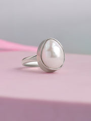 Luminous Baroque Pearl Silver Ring