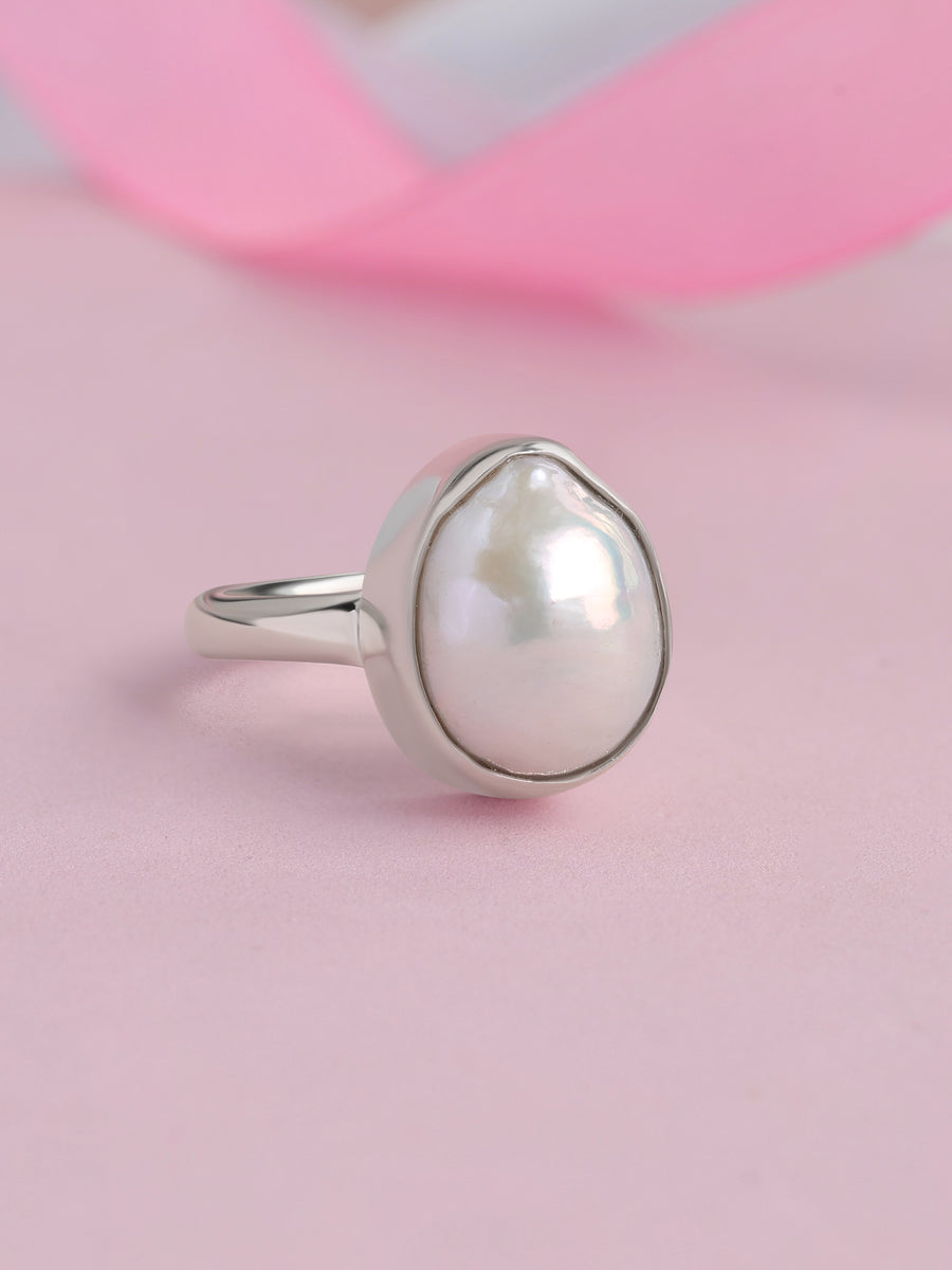 Classic Baroque Pearl Silver Ring