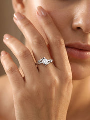 Radiant Twist American Diamond Silver Adjustable Ring