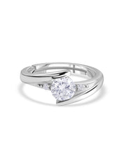 Radiant Twist American Diamond Silver Adjustable Ring