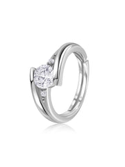 Radiant Twist American Diamond Silver Adjustable Ring