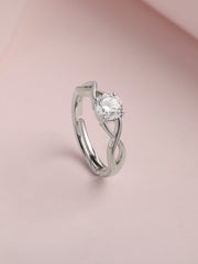 Infinity Glow American Diamond Silver Adjustable Ring