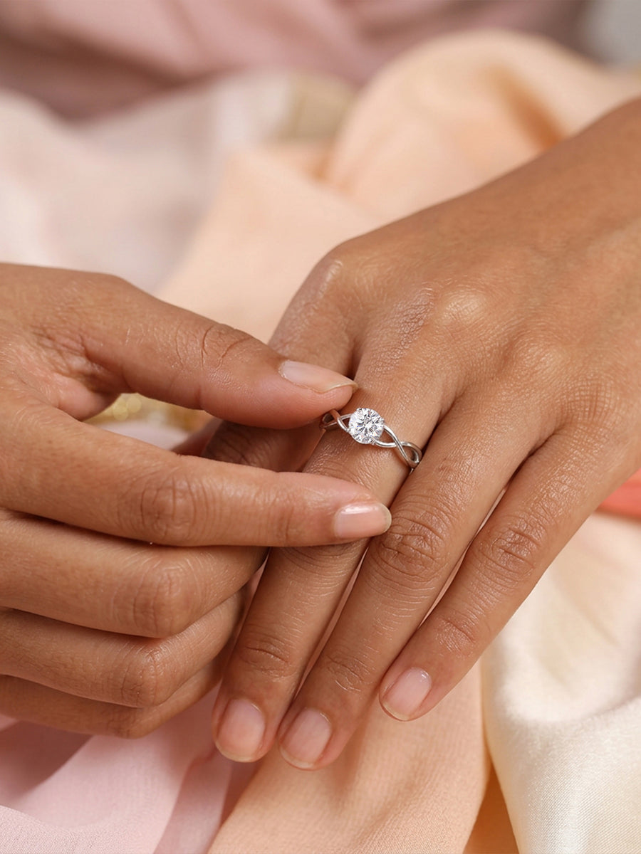 Infinity Glow American Diamond Silver Adjustable Ring
