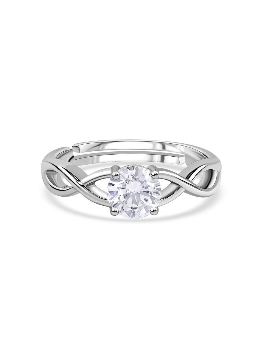 Infinity Glow American Diamond Silver Adjustable Ring