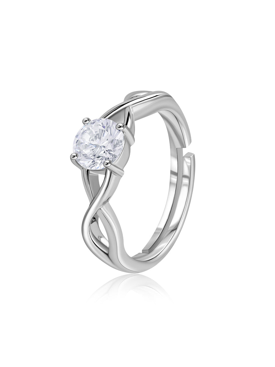 Infinity Glow American Diamond Silver Adjustable Ring