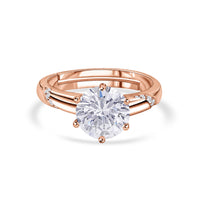 American Diamond Solitaire Rose Gold Plated Adjustable Ring
