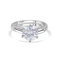 Classic Solitaire American Diamond Silver Adjustable Ring