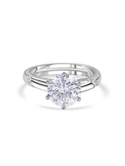 Classic Solitaire American Diamond Silver Adjustable Ring