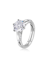 Classic Solitaire American Diamond Silver Adjustable Ring