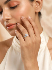 Graceful Wave American Diamond Silver Adjustable Ring