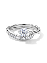 Graceful Wave American Diamond Silver Adjustable Ring