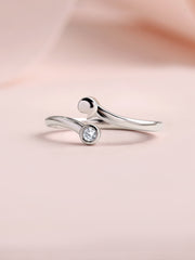 Grace Drop American Diamond Silver Adjustable Ring