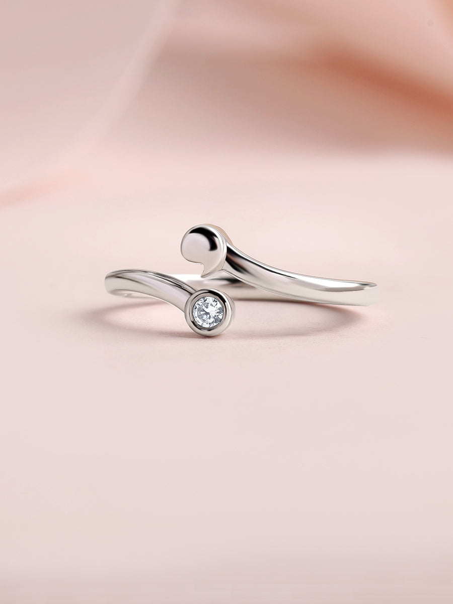 Grace Drop American Diamond Silver Adjustable Ring