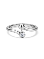 Grace Drop American Diamond Silver Adjustable Ring