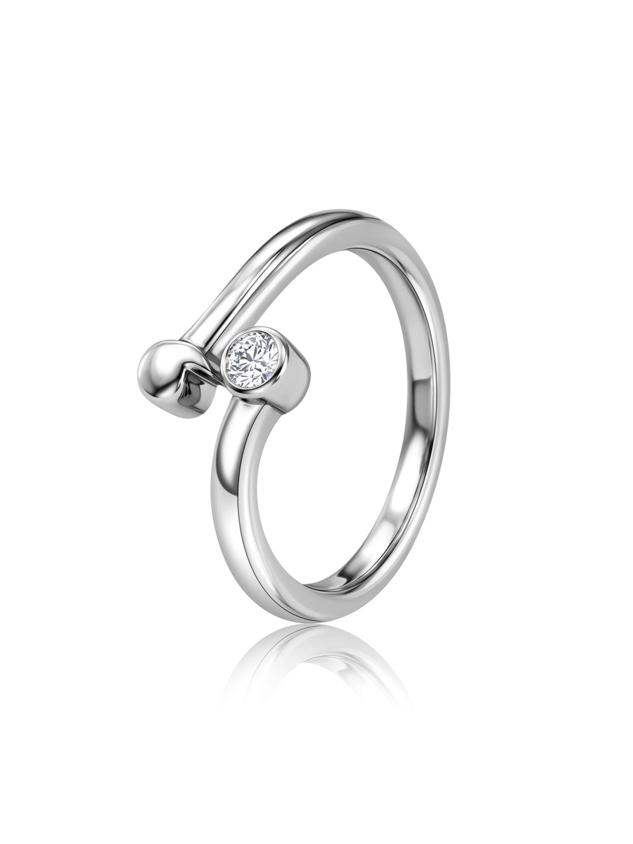 Grace Drop American Diamond Silver Adjustable Ring
