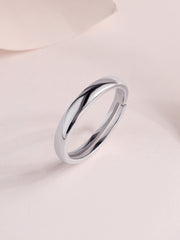 Classic Polished Silver Adjustable Band Ring For Men