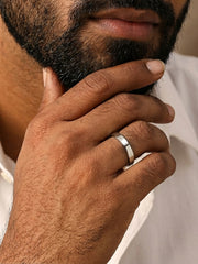 Classic Polished Silver Adjustable Band Ring For Men