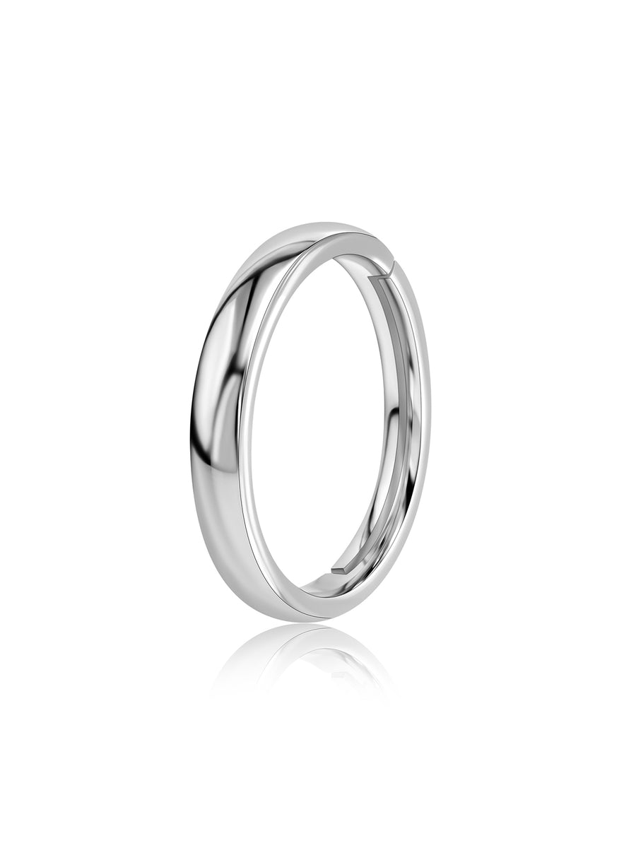 Classic Polished Silver Adjustable Band Ring For Men