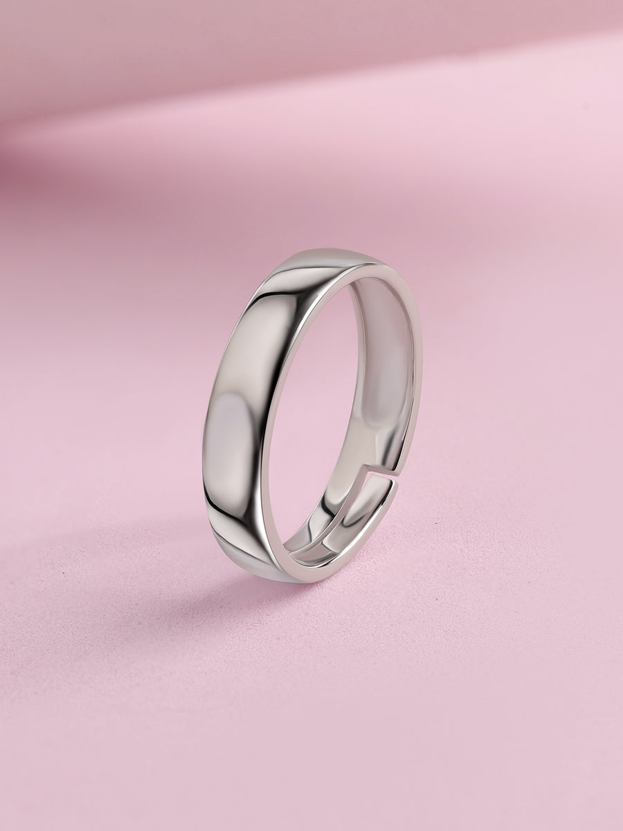 Minimal Elegance Silver Adjustable Band Ring For Men