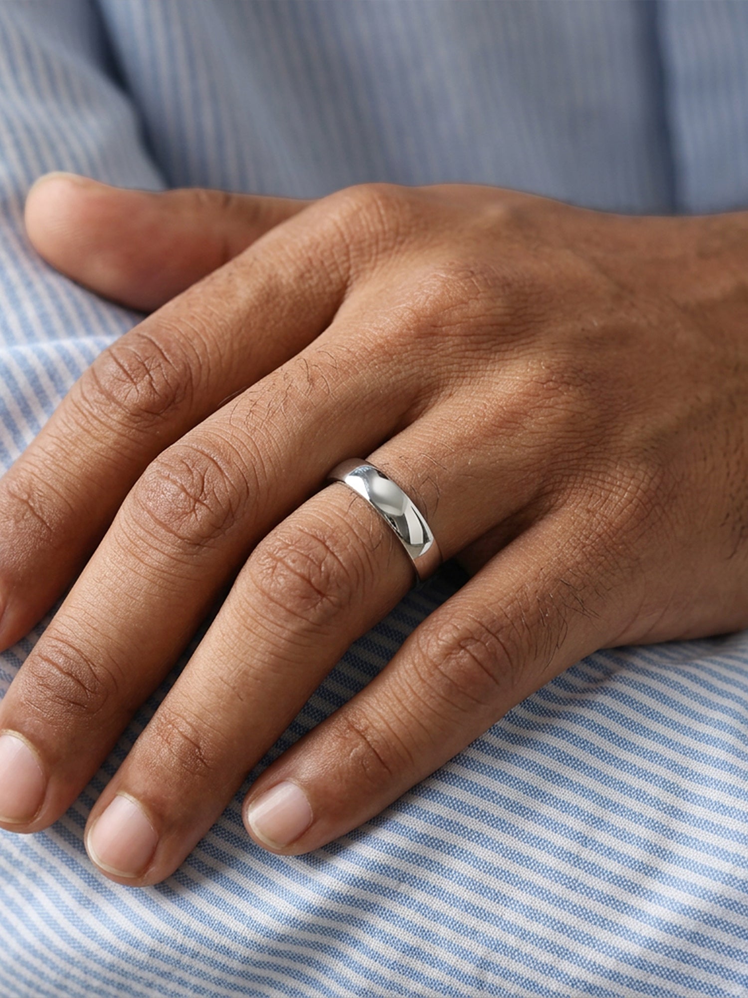 Minimal Elegance Silver Adjustable Band Ring For Men