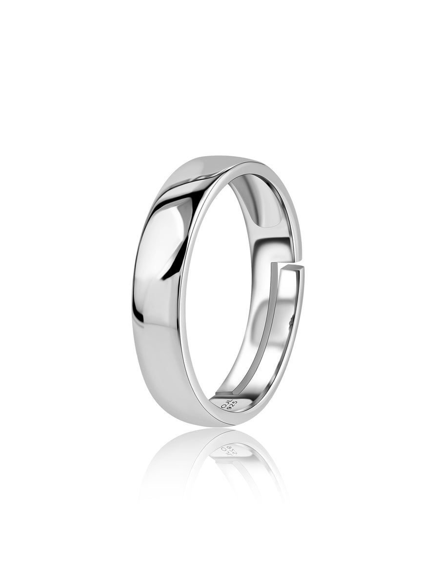 Minimal Elegance Silver Adjustable Band Ring For Men