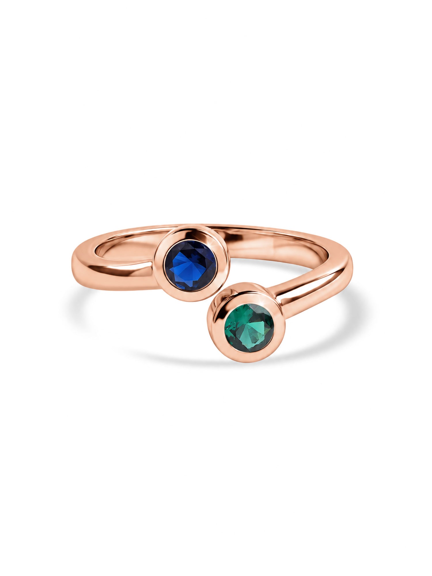 Twin Gem Rose Gold Plated Adjustable Ring