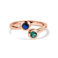 Twin Gem Rose Gold Plated Adjustable Ring