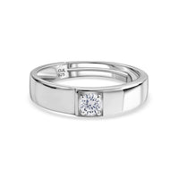 Bold Spark American Diamond Silver Adjustable Ring For Men