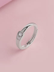 Minimal Glow American Diamond Silver Adjustable Ring