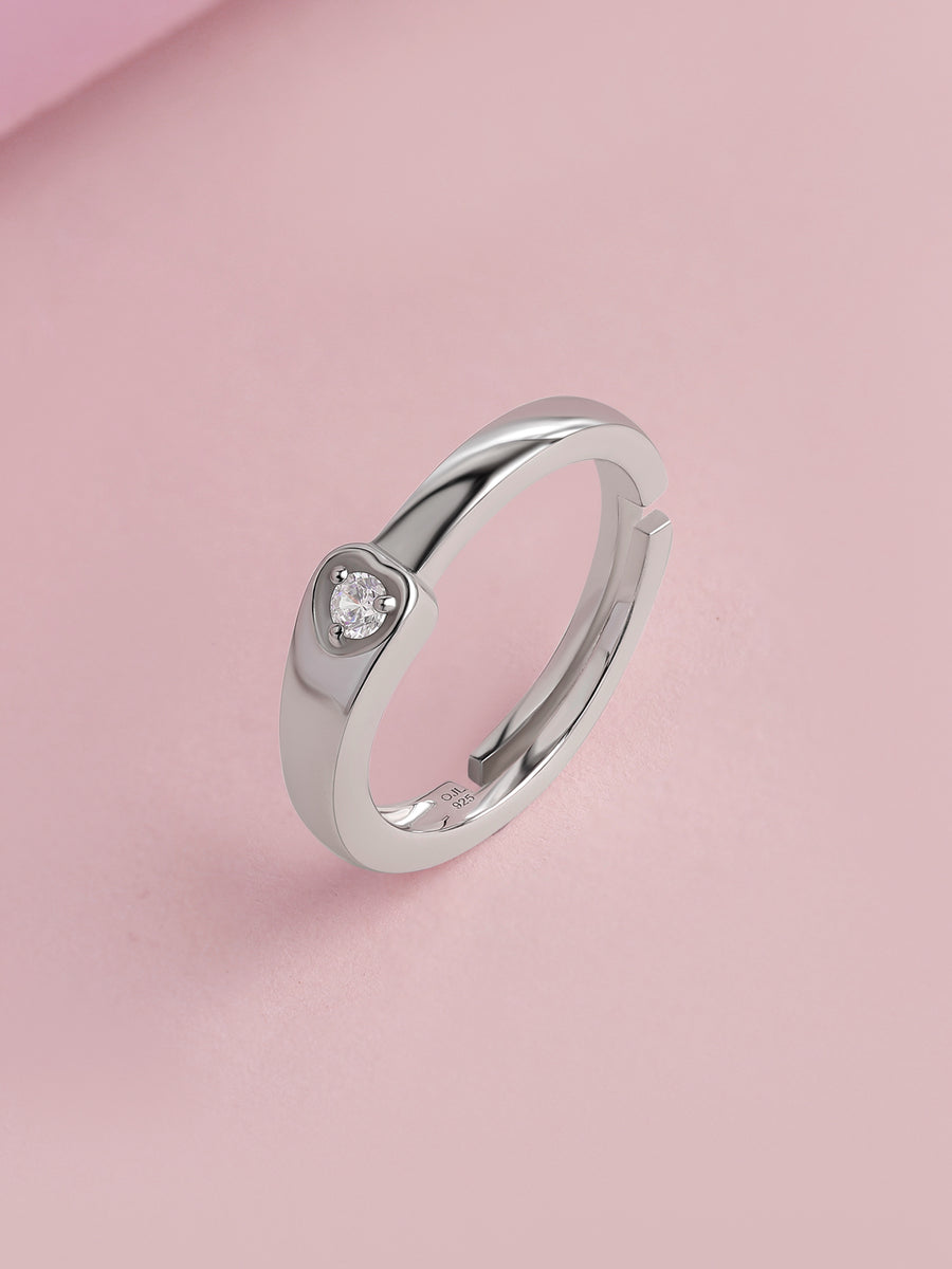 Minimal Glow American Diamond Silver Adjustable Ring