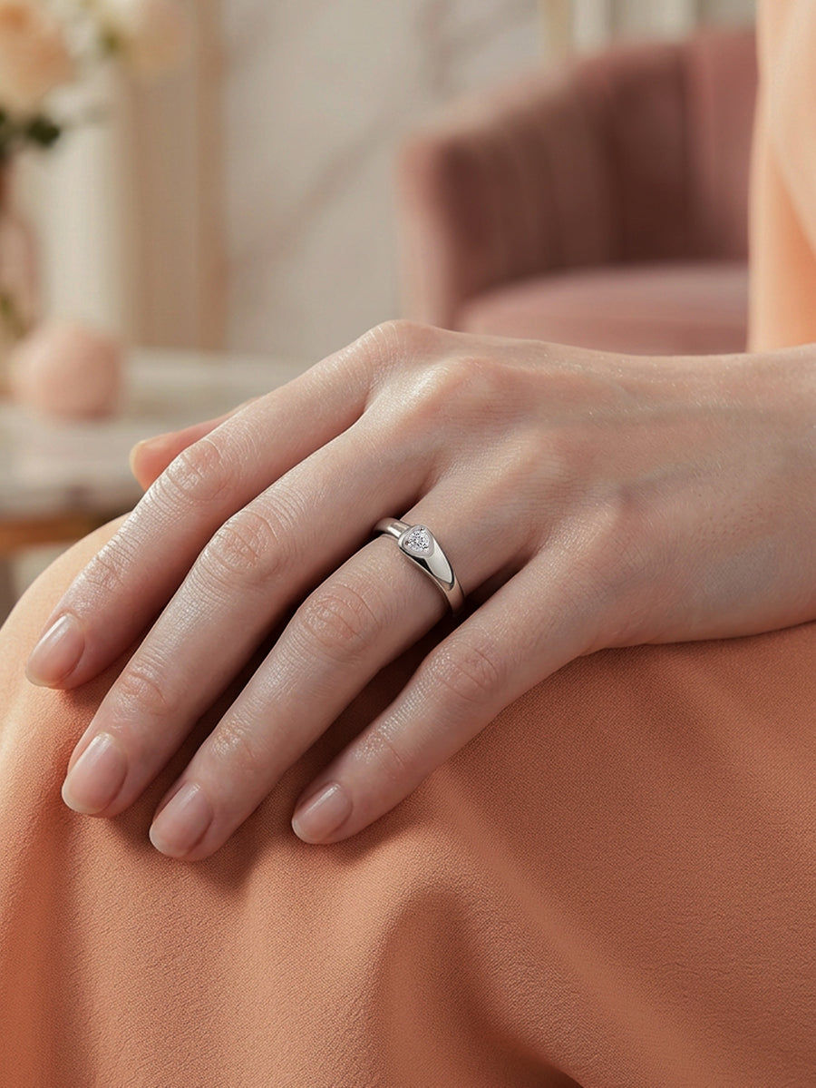 Minimal Glow American Diamond Silver Adjustable Ring