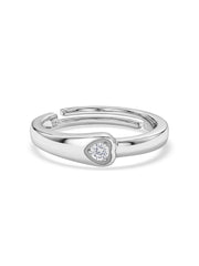 Minimal Glow American Diamond Silver Adjustable Ring