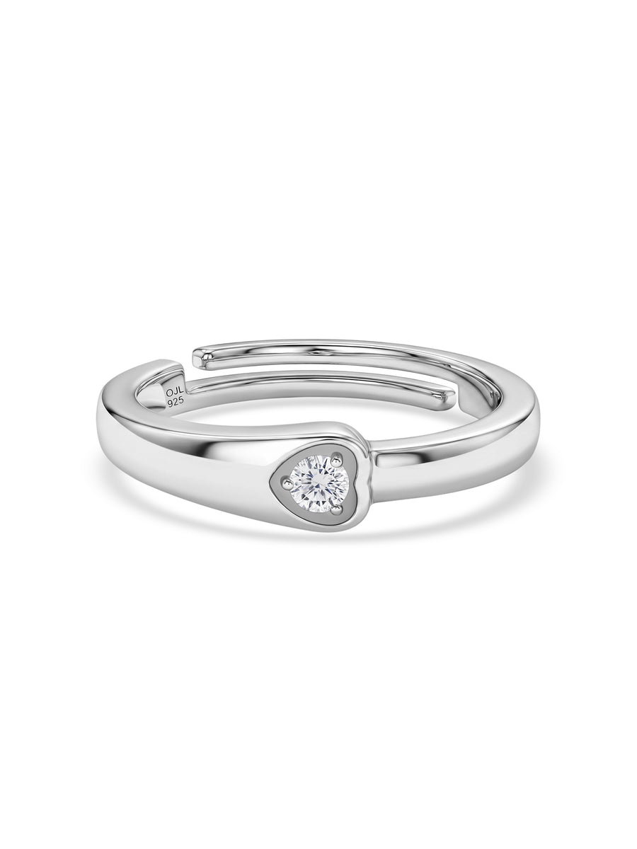 Minimal Glow American Diamond Silver Adjustable Ring