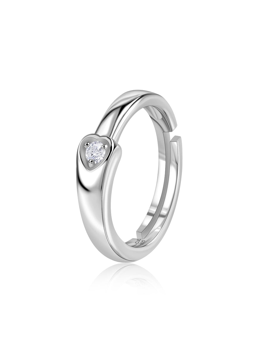 Minimal Glow American Diamond Silver Adjustable Ring