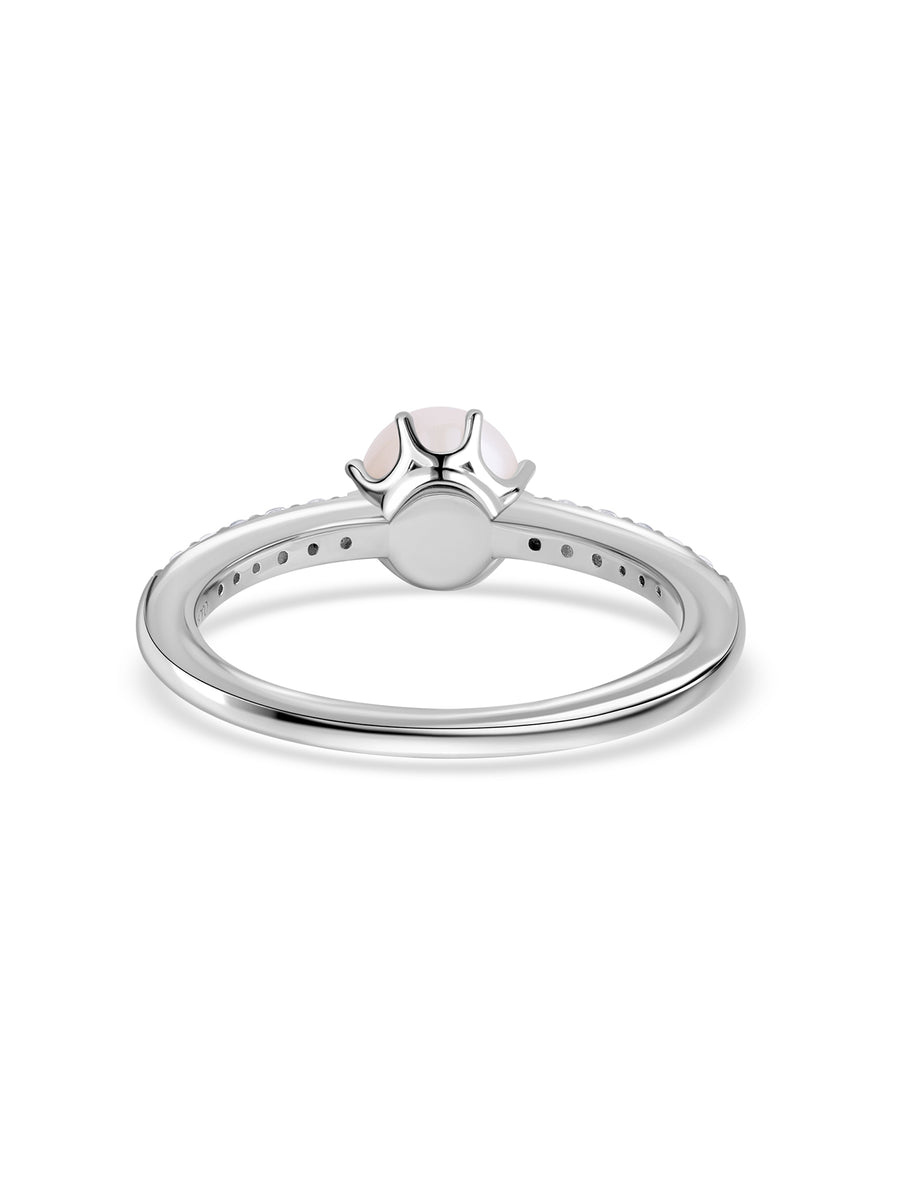 Minimal Pearl Spark Silver Ring