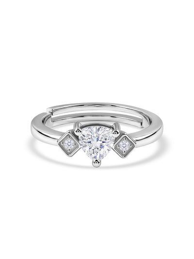 Trillion American Diamond Silver Adjustable Ring for Women